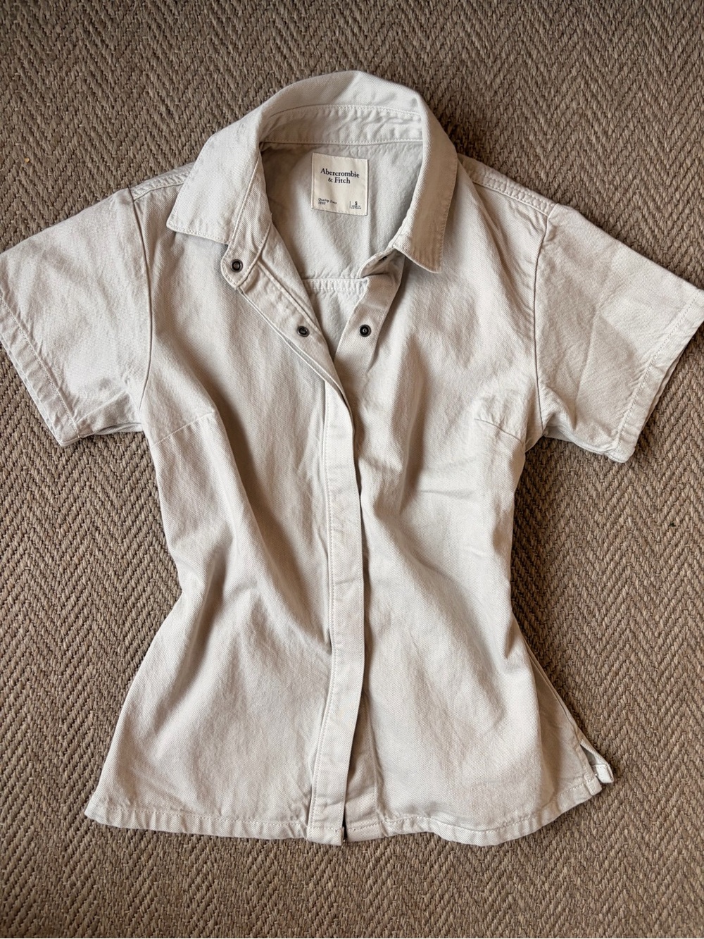 Abercrombie & Fitch Grey Denim Short Sleeve Cinched Back Top Size Small